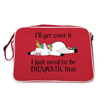 Dramatic Unicorn - Retro Tasche - Rot/Weiß - Hinten