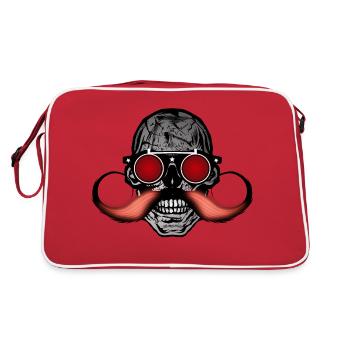 tete de mort hipster crane moustache moustachu - Sac Retro - rouge/blanc - Dos