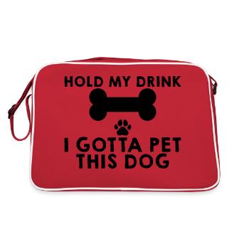 Tiens ma boisson, je dois caresser ce chien 4 - Sac Retro - rouge/blanc - Dos