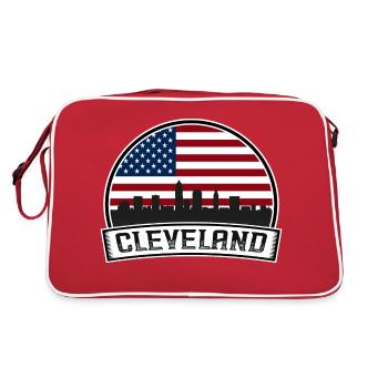 Cleveland Skyline - Retro Tasche - Rot/Weiß - Hinten
