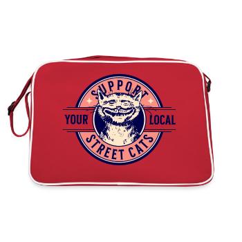 UNTERSTÜTZEN SIE IHRE LOKALEN STRASSENKATZEN - Retro Tasche - Rot/Weiß - Hinten