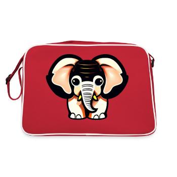 Little Elephant Cartoon Cute Love Adventure 5 - Retro Bag - red/white - Back
