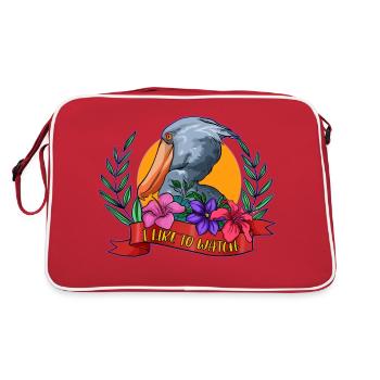 Shoebill Bird Ornithologist Forest I Gift - Retro Bag - red/white - Back