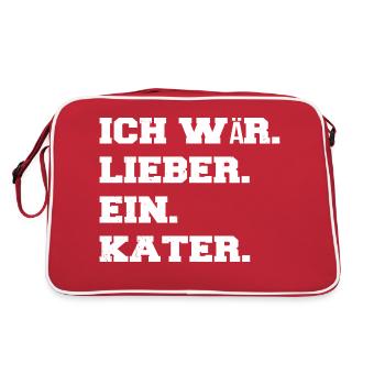 bday geschenk hauskatze falbkatze miezekatze - Retro Tasche - Rot/Weiß - Hinten