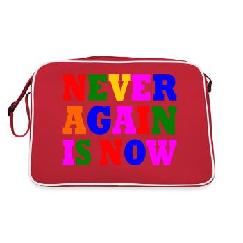 Never again is now - Retro Tasche - Rot/Weiß - Hinten