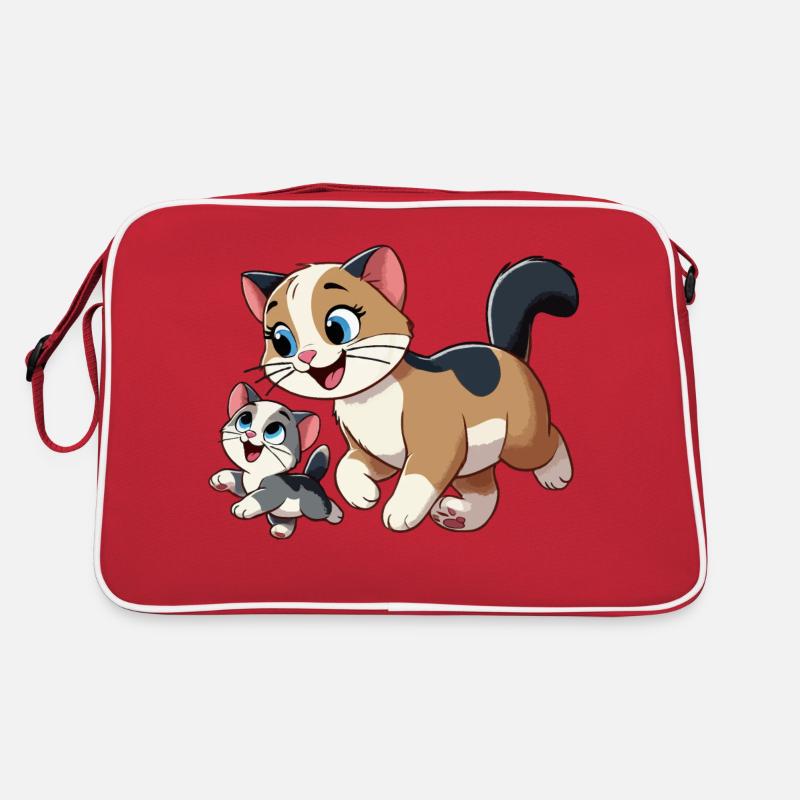 Englisch Kurzhaar Mutter und Kind - Retro Tasche - Rot/Weiß