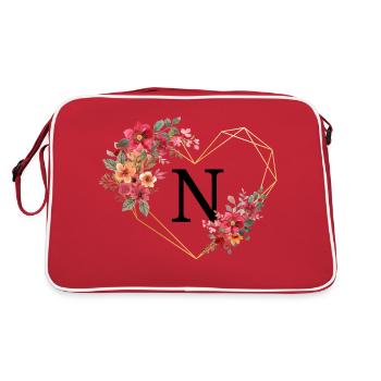 Lettre n cœur doré floral - Sac Retro - rouge/blanc - Dos
