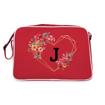 Lettre j cœur doré floral - Sac Retro - rouge/blanc - Dos