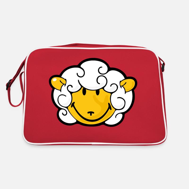 Smiley Sheep - Retro Tasche - Rot/Weiß
