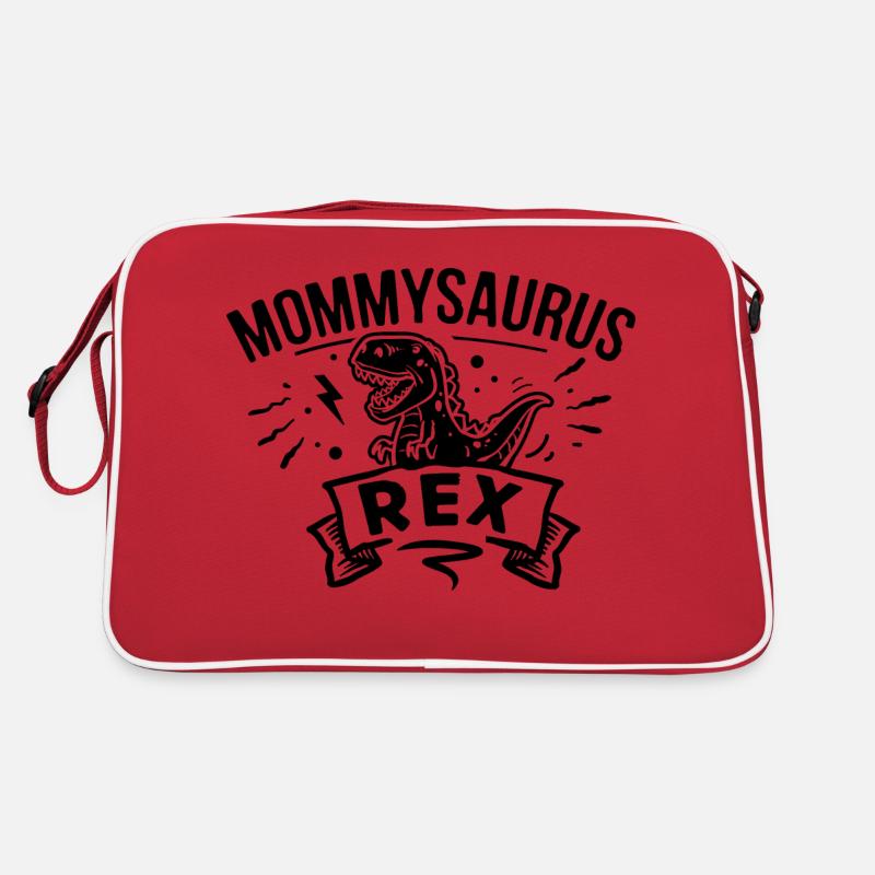 Mommysaurus for dark colors black - Sac Retro - rouge/blanc