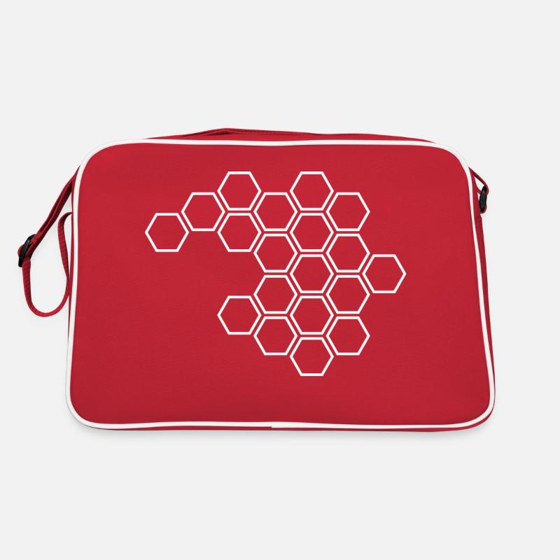 Hexagons white - Retro Bag - red/white