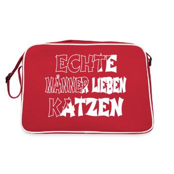 großkatze meerkatze humor geburtstag lustig - Retro Tasche - Rot/Weiß - Hinten