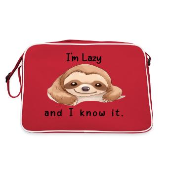 I´m Lazy and i know it - Retro Tasche - Rot/Weiß - Hinten