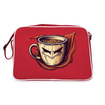 Coffee and cappuccino as caffeine superhero - Retro Bag - red/white - Back