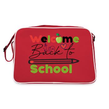 Welcome back to school, Schulbeginn Schulstart Fun - Retro Tasche - Rot/Weiß - Hinten