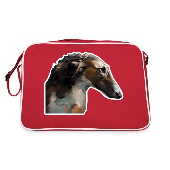 Russischer Windhund Barsoi - Retro Tasche - Rot/Weiß - Hinten