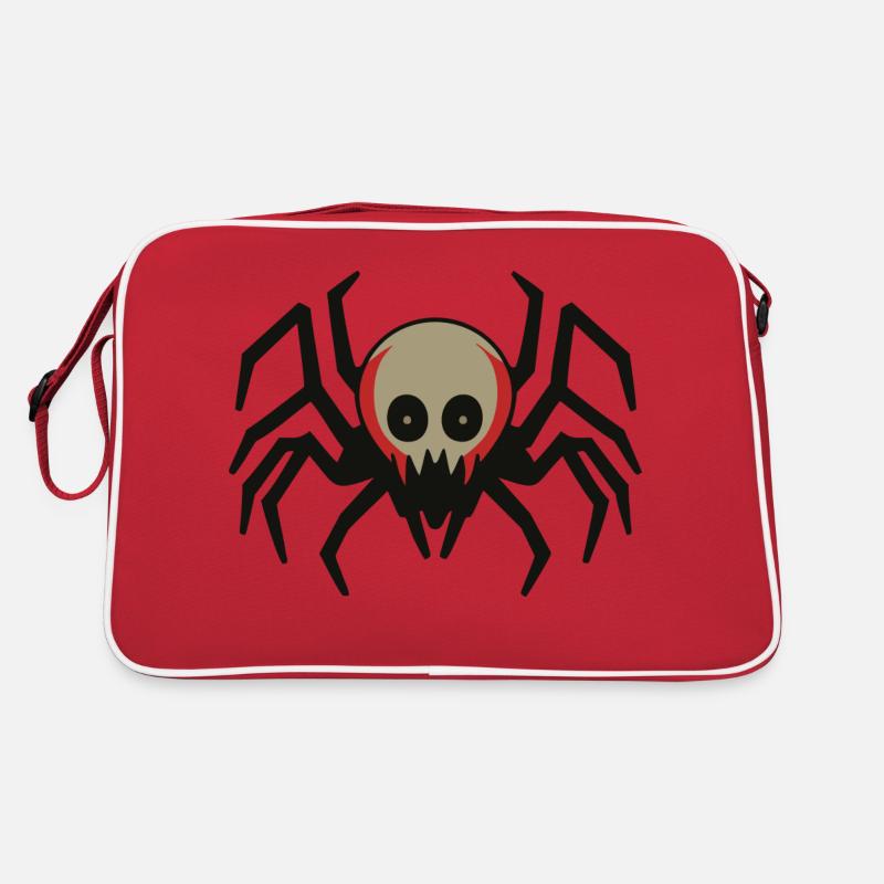 Skeletal Spider: Spooky Halloween Creature - Retro Bag - red/white