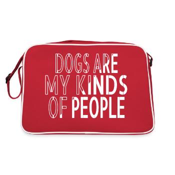 jokes mammal beagle gifts golden retriever rescue - Retro Tasche - Rot/Weiß - Hinten