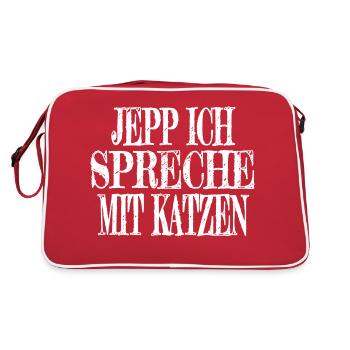 love animal monkey sea cat - Retro Bag - red/white - Back
