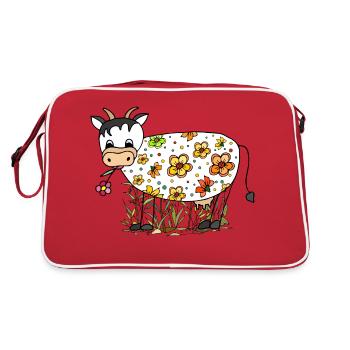 Kuh - Retro Tasche - Rot/Weiß - Hinten