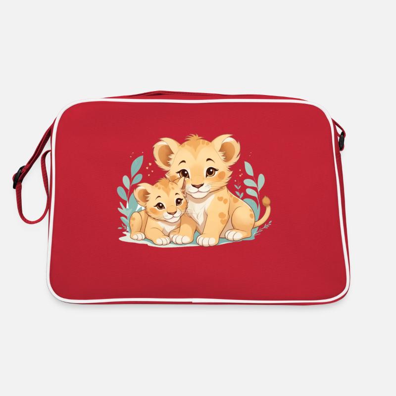 cuddling lion cubs Retro Bag