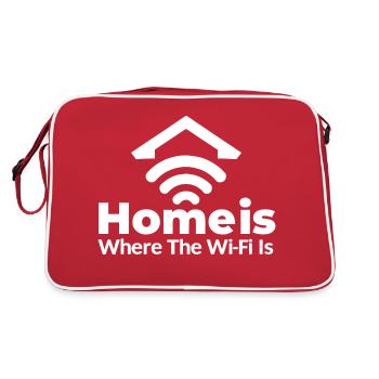 HOME IS WHERE THE WI FI IS (BRIGHT TEXT DESIGN) - Retro Bag - red/white - Back