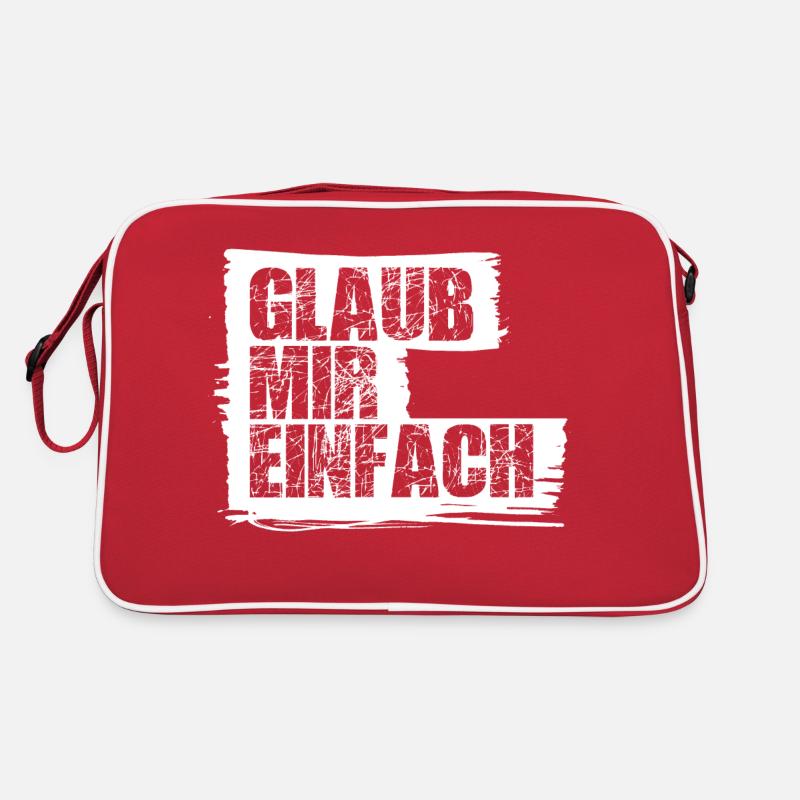 Glaub mir einfach! - Retro Tasche - Rot/Weiß