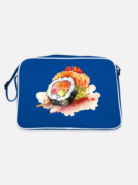 Sushi - Retro Tasche - Blau/Weiß - Hinten