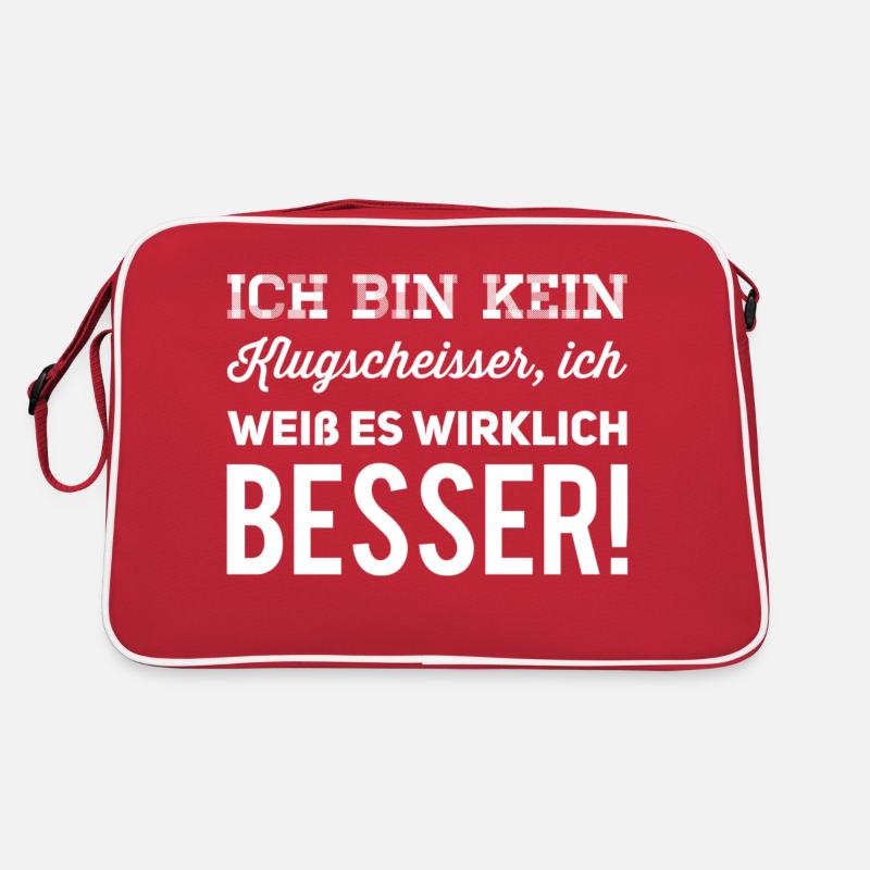 ich bin kein Klugscheisser - weiss Retro Tasche