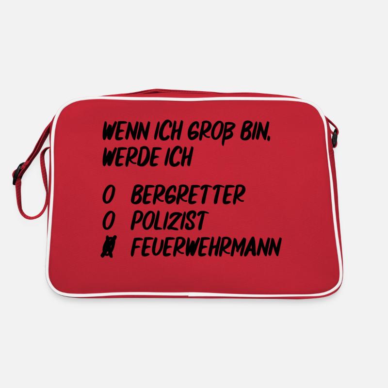 Ich werde Feuerwehrmann - Retro Tasche - Rot/Weiß