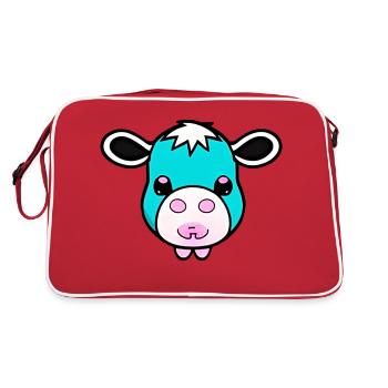 cow cute animal farm funny cows animals new 4 - Retro Bag - red/white - Back
