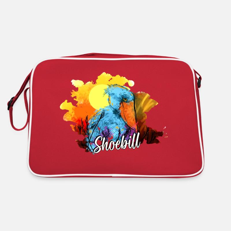 Schuhschnabel Vogel Ornithologe Wald I Geschenk - Retro Tasche - Rot/Weiß