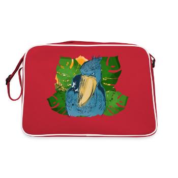 Shoebill Bird Ornithologist Forest I Gift - Retro Bag - red/white - Back