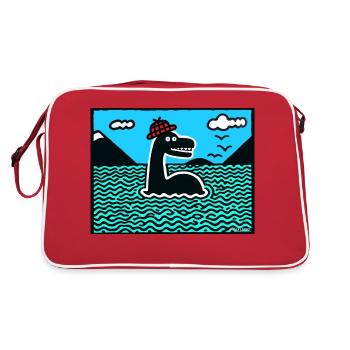 Monstre du Loch Ness de Nessie - Sac Retro - rouge/blanc - Dos