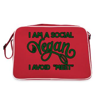 Je suis un végétalien social j’évite Meet 4 - Sac Retro - rouge/blanc - Dos