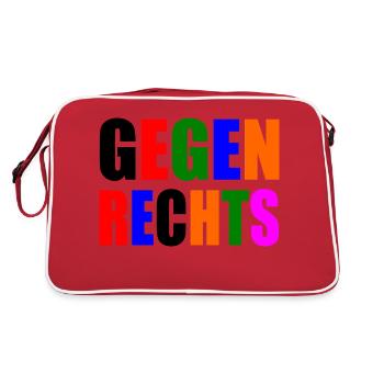 Gegen rechts - Retro Tasche - Rot/Weiß - Hinten