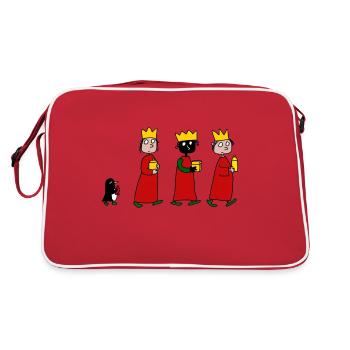 Three queens with penguin - Retro Bag - red/white - Back