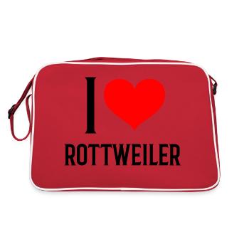 i heart rottweiler - Ich liebe meinen Rottweiler - Retro Tasche - Rot/Weiß - Hinten