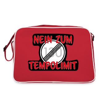 Nein zum Tempolimit Deutschland Verkehr Autobahn - Retro Tasche - Rot/Weiß - Hinten