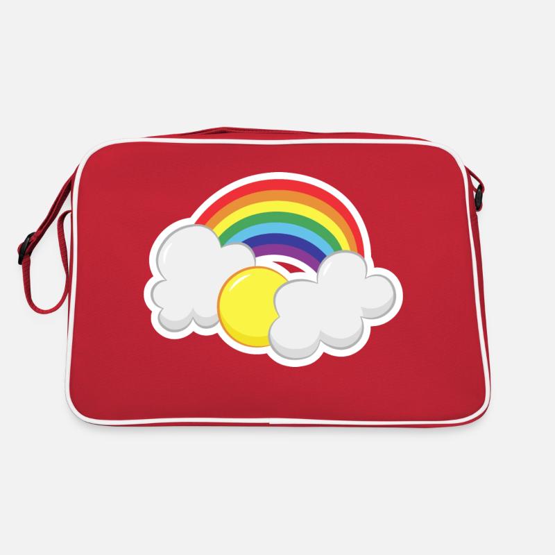 Rainbow with a sun and clouds Retro Bag
