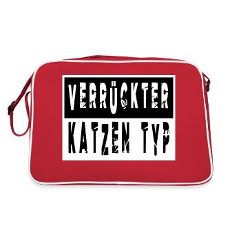 lieben falbkatze bday geschenkidee weihnachten - Retro Tasche - Rot/Weiß - Hinten