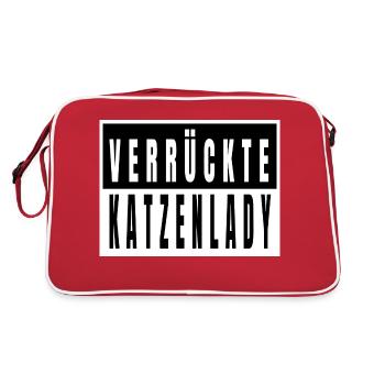 geburtstag lieben meerkatze streunerkatze - Retro Tasche - Rot/Weiß - Hinten