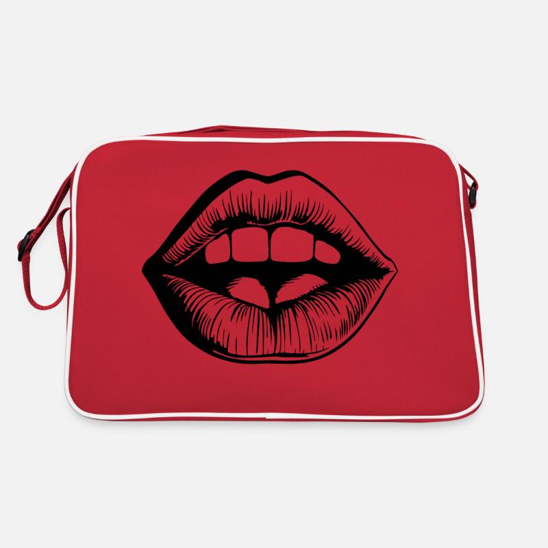 Lèvres, bouche, baisers lèvres Sac Retro
