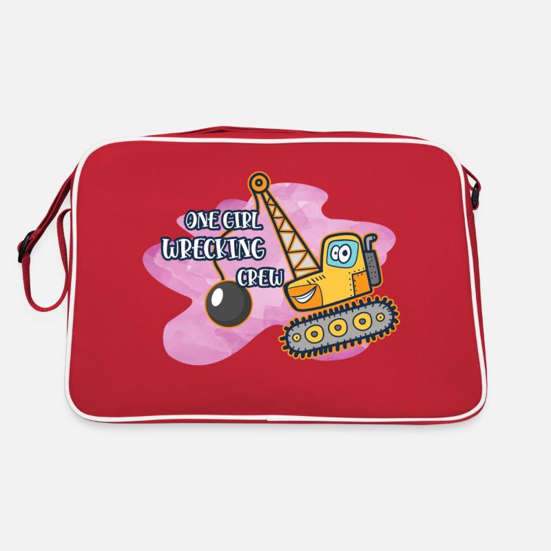 Bagger Baustelle Bauarbeiterin Mädchen I Geschenk Retro Tasche
