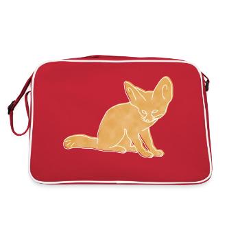 "Fennek", Boho Line Art Design, Series "Desert" - Retro Bag - red/white - Back