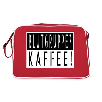 lustig süchtig frühstück geburtstag morgenmuffel - Retro Tasche - Rot/Weiß - Hinten