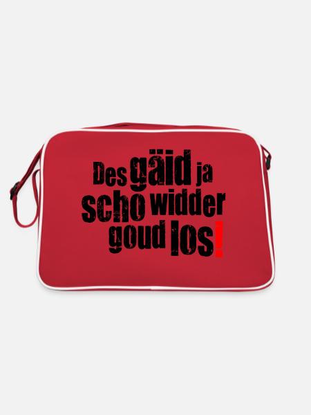 des gäid ja scho widder goud los! - Retro Tasche - Rot/Weiß - Hinten