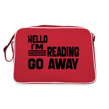 Hallo, ich lese Go Away Lustiges Lesebuch 2024 - Retro Tasche - Rot/Weiß - Hinten