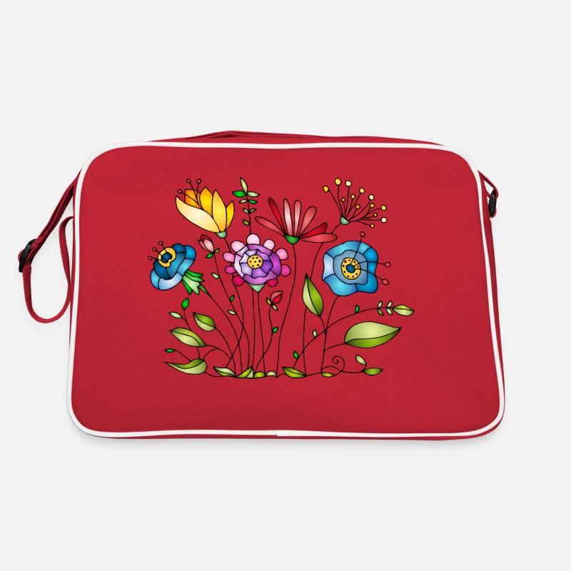 Blumen - Retro Tasche - Rot/Weiß