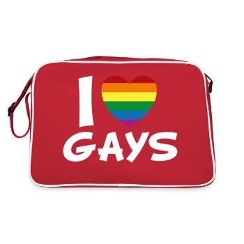 I Love Gays - Retro Tasche - Rot/Weiß - Hinten